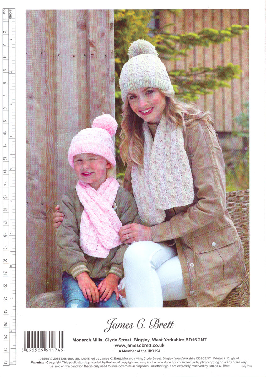 James Brett Double & Chunky Knitting Pattern - Hat & Scarf Set (JB519) –  Mill Outlets