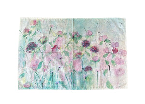 Floral Peonies & Roses Watercolour Cotton Tea Towel