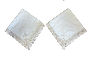 Vintage Lace Pair of Napkins - 18" Square (Ecru)