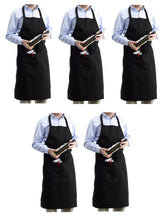 Load image into Gallery viewer, Black Polyester Bib Apron With Pocket Professional Chefs (Pack of 1 or 5)