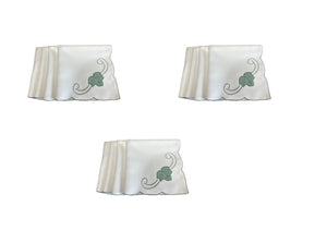 Table Napkins Embroidered Leaf Design 18" x 18" (3 Colours)