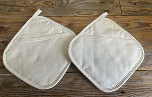 Pair of Cream Quilted Cotton Oven Pan Holders