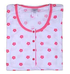 Ladies 100% Cotton Flower & Polka Dot Pyjamas S - XL (Aqua or Red)