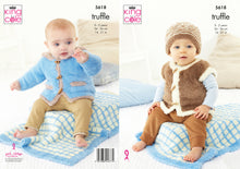 Load image into Gallery viewer, King Cole Truffle Knitting Pattern - Baby Jacket Gilet Hat &amp; Pram Blanket (5618)