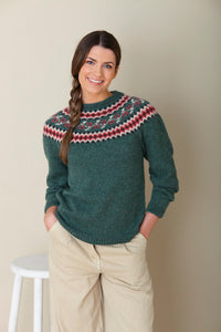 King Cole Double Knitting Pattern Ladies ‘Top Down Knit in the Round’ Fair Isle Sweater 6148