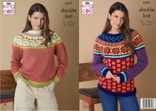 Load image into Gallery viewer, King Cole Double Knit Knitting Pattern Ladies Fair Isle Sweaters (6151)