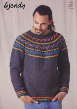 Load image into Gallery viewer, Wendy Aran Knitting Pattern - Unisex Fairisle Yoke Sweater (6153)