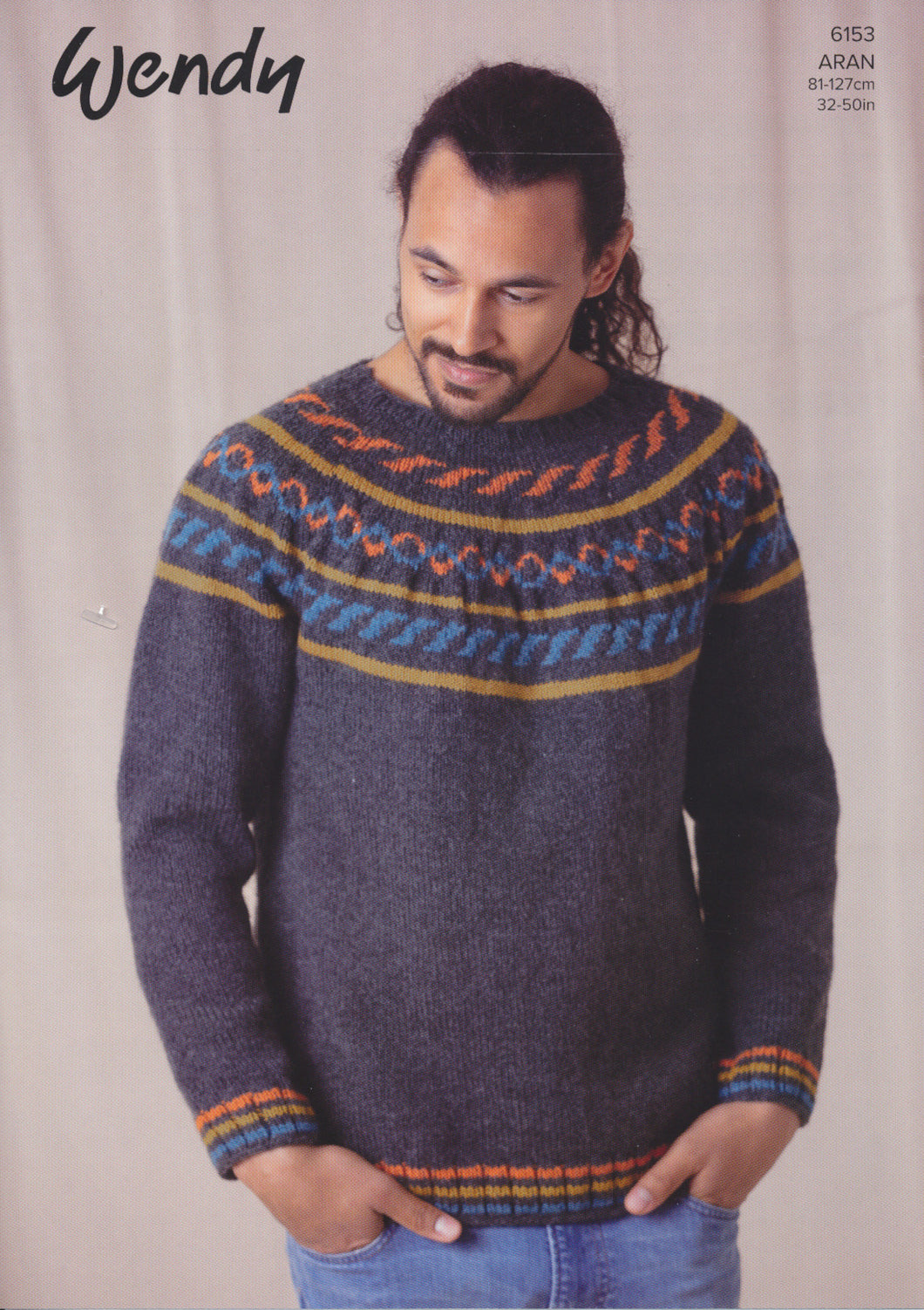 Wendy Aran Knitting Pattern - Unisex Fairisle Yoke Sweater (6153)