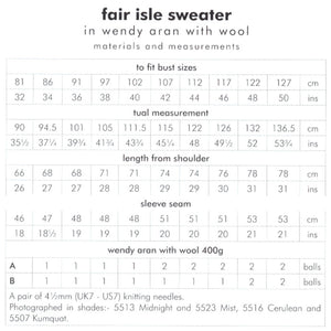 Wendy Aran Knitting Pattern - Unisex Fairisle Sweater (6155)