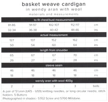 Load image into Gallery viewer, Wendy Aran Knitting Pattern - Unisex Basket Weave Cardigan (6178)