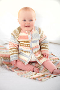 King Cole Double Knit Pattern 6183 Kids Raglan Coat, Sweater and Blanket