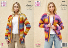 Load image into Gallery viewer, King Cole Chunky Knit Knitting Pattern Ladies Button Up Jacket Cardigan (6209)