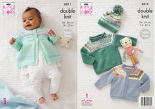 Load image into Gallery viewer, King Cole Knitting Pattern Babies Cardigan, Sweater, Matinee Coat &amp; Hat (6211)