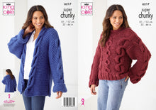 Load image into Gallery viewer, King Cole Cable Knitting Pattern Super Chunky Sweater &amp; Cardigan (6217)