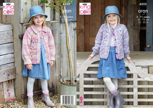 King Cole Kids Knitting Pattern Girls Aran Jacket Cardigan (6223)