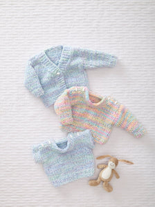 King Cole Knitting Pattern – Baby Sweater, Slipover & Cardigan (6237)