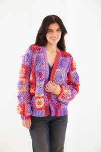 King Cole Double Knit Crochet Pattern Granny Square Cardigan & Jumper (6258)