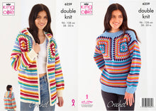 Load image into Gallery viewer, King Cole Double Knit Crochet Pattern Granny Square Hoodie &amp; Jumper (6259)