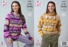 Load image into Gallery viewer, King Cole Chunky Knit Knitting Pattern Ladies Fair Isle Sweaters (6270)