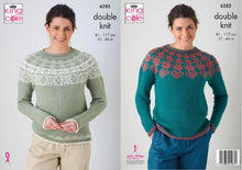 Load image into Gallery viewer, King Cole Double Knit Knitting Pattern Ladies Fair Isle Sweaters (6282)