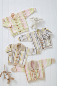 King Cole Knitting Pattern Babies Cardigans in 4 Designs (6287)