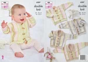 King Cole Knitting Pattern Babies Cardigans in 4 Designs (6287)