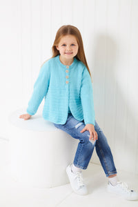 King Cole Knitting Pattern Girls Double Knit Sweater or Button Up Cardigan (6290)