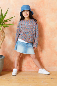 King Cole Knitting Pattern Girls Double Knit Round or Slash Neck Sweater (6298)