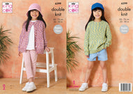 King Cole Knitting Pattern Girls Double Knit Raglan Sleeve Sweater or Cardigan (6299)