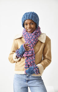 King Cole Knitting Pattern Ladies Soft Cardigan, Scarf, Hat & Handwarmers (6318)