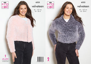 King Cole Knitting Pattern Ladies Velveteen Cardigan & Sweater (6323)