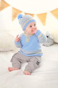 King Cole Knitting Pattern Babies & Kids 4Ply Sweater, Cardigan & Hat (6326)