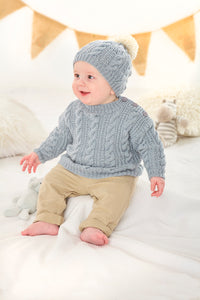 King Cole Knitting Pattern Babies Sweater Sleeveless Top & Hat (6328)