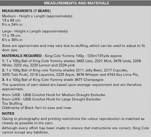King Cole Crochet Pattern for Teddy Bear Draught Excluder (9098)