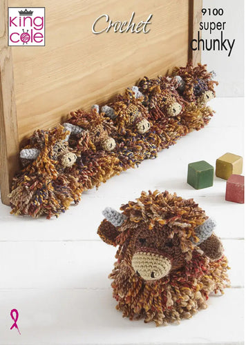 King Cole Crochet Pattern for Highland Cow Draught Excluder (9100)