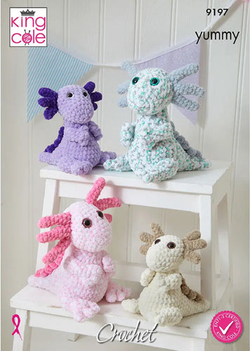 King Cole Crochet Pattern for Axolotls Stuffed Toys (9197)