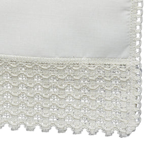 Non Slip Square Arm Caps & Chair Back Set with Lace Trim (Cream)