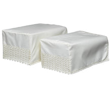 Load image into Gallery viewer, Non Slip Square Arm Caps &amp; Chair Back Set with Lace Trim (Cream)