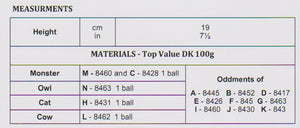 James Brett Double Knitting Pattern for Monster, Cat, Cow & Owl Stuffed Toys (JB957)