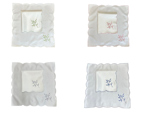 Table Napkins Embroidered Sprig Design 18