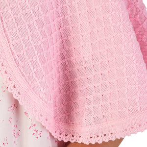 Slenderella Ladies Diamond Pattern Bed Cape with Ribbon Tie (Blue or Pink)