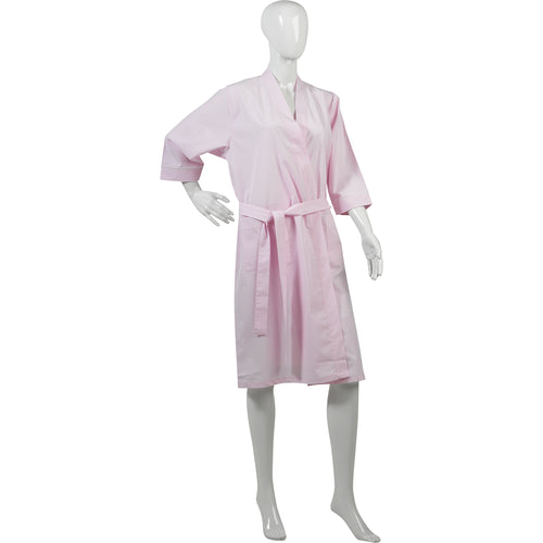 Slenderella Ladies Lightweight 100% Cotton Striped Dressing Gown Pink - Large