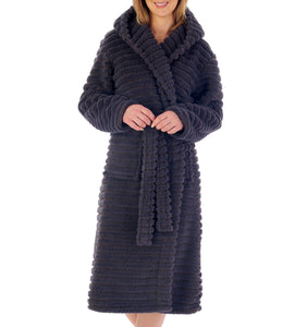 Slenderella Ladies Teddy Fleece Hooded Dressing Gown (3 Colours)