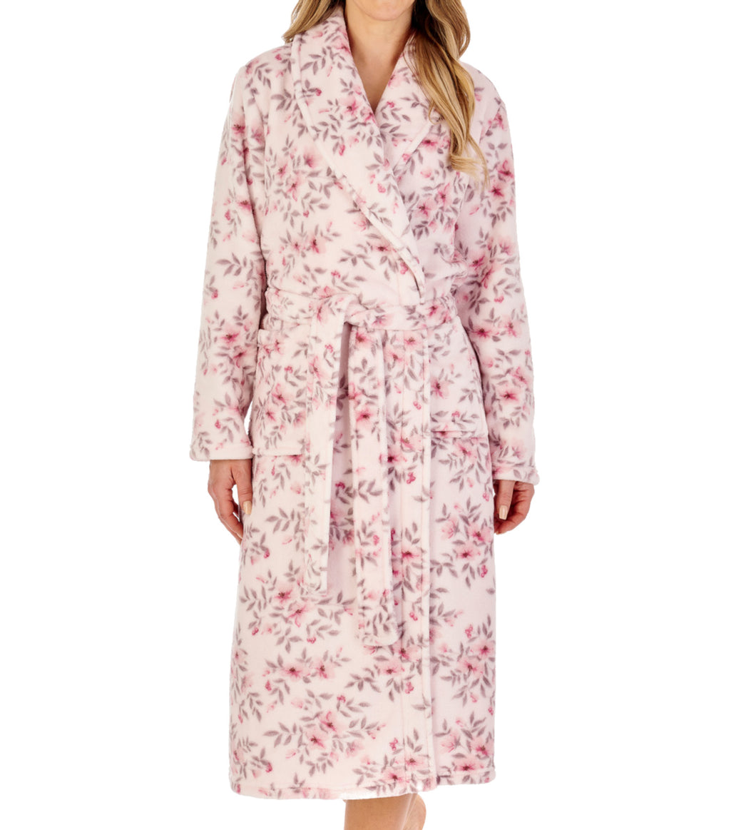 Slenderella Ladies Floral Fleece Shawl Collar Wrap Dressing Gown