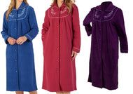 Slenderella Ladies Button Up Boucle Fleece Dressing Gown (3 Colours)