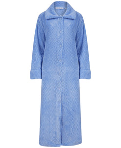 Slenderella Button Up Ankle Length Waffle Fleece Dressing Gown (7 Colours)