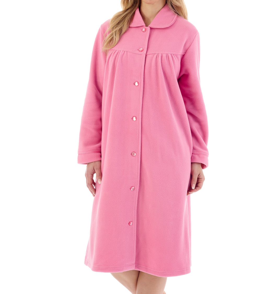 Slenderella Anti Pill Button Up Peter Pan Collar Dressing Gown (3 Colours)