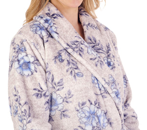 Slenderella Ladies Floral Fleece Shawl Collar Dressing Gown (2 Colours)