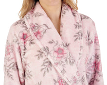 Load image into Gallery viewer, Slenderella Ladies Floral Fleece Shawl Collar Dressing Gown (2 Colours)