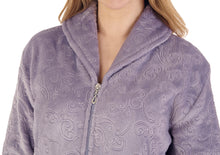 Load image into Gallery viewer, Slenderella Ladies Embossed Fleece Zip Up Dressing Gown (4 Colours)